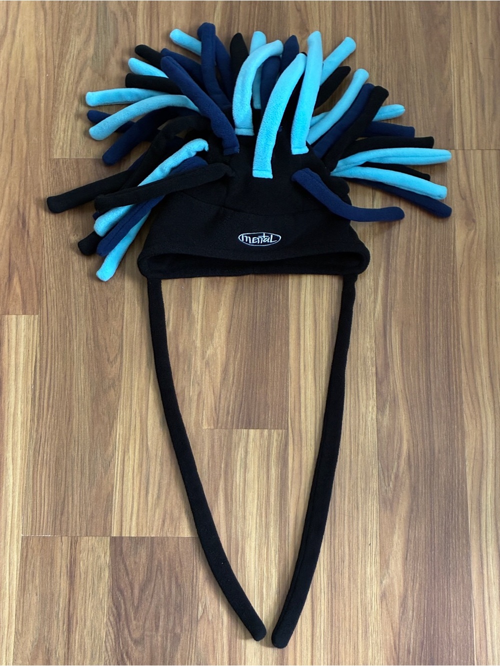 Vintage Mental Headgear Fleece Dreadlock Ski Hat One Size Youth Black Blue Y2K